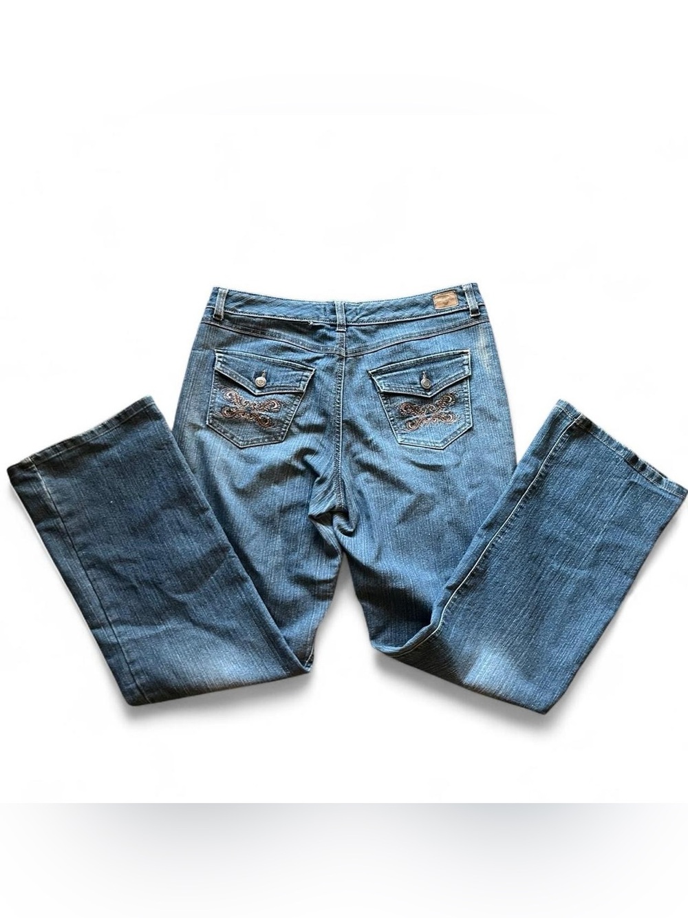 Y2K Bootcut Jeans Bandolino 10 Embroidered Pockets Medium Wash Denim